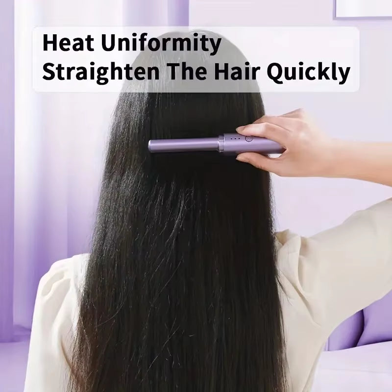 GlamWave Pro – Portable Wireless Heated Hair Straightener & Curler Brush